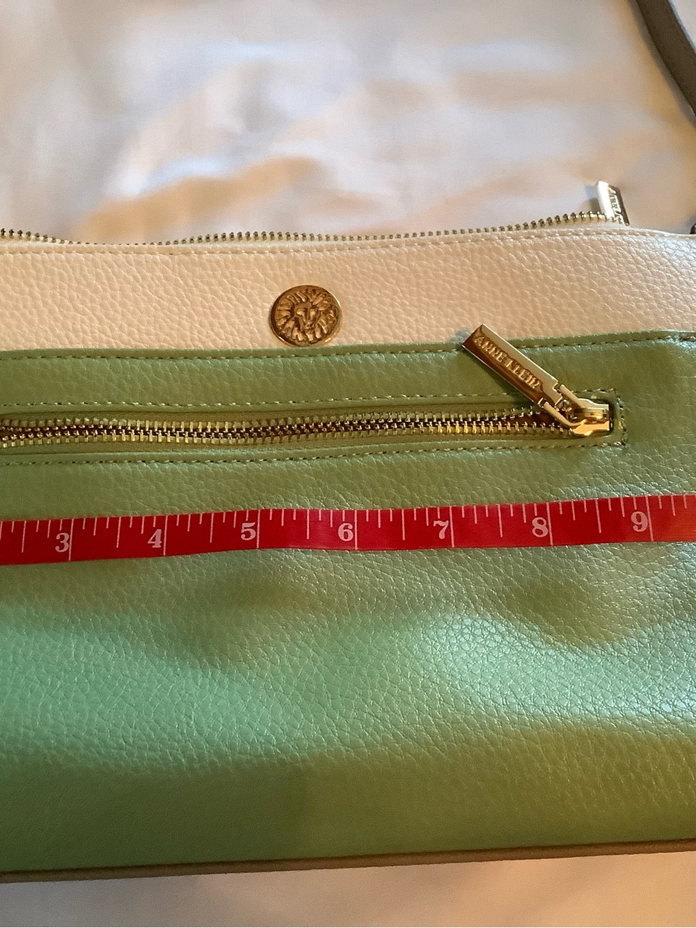 Anne Klein Green and Cream Two-Tone Crossbody with Gold Accents - Picture 9 of 9